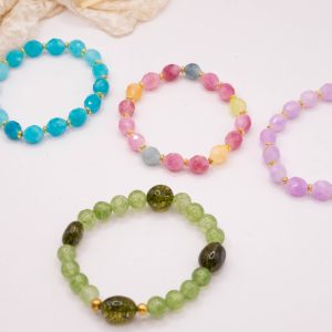 Bracciale Elasticizzato Giada Naturale 4 Colori