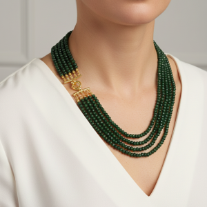 Collana Multifilo Radice di Smeraldo e Argento 925