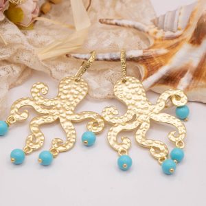 Orecchini con Polpo Ottone Pasta di Turchese