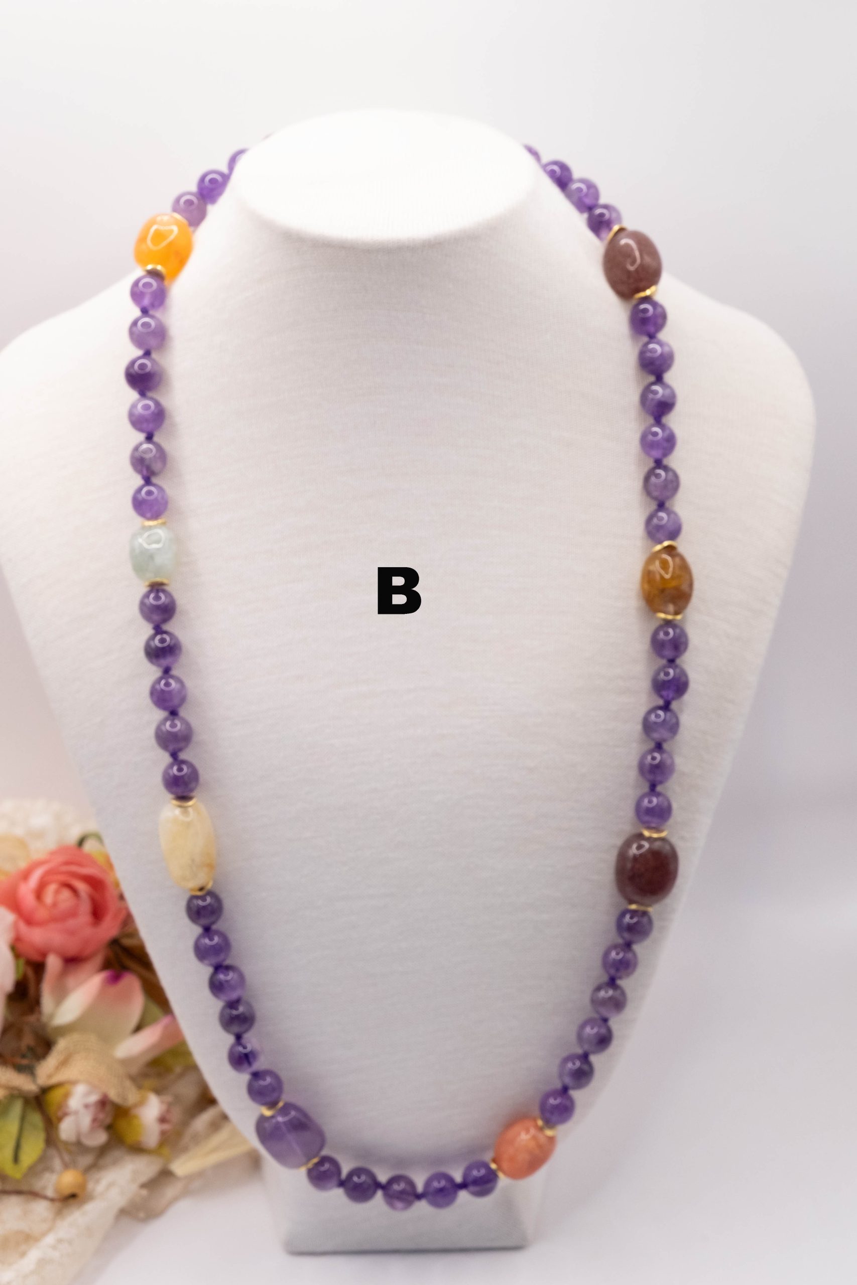Collana Con Pietra Preziosa Ametista Philip Jones, Elegante E Raffinata