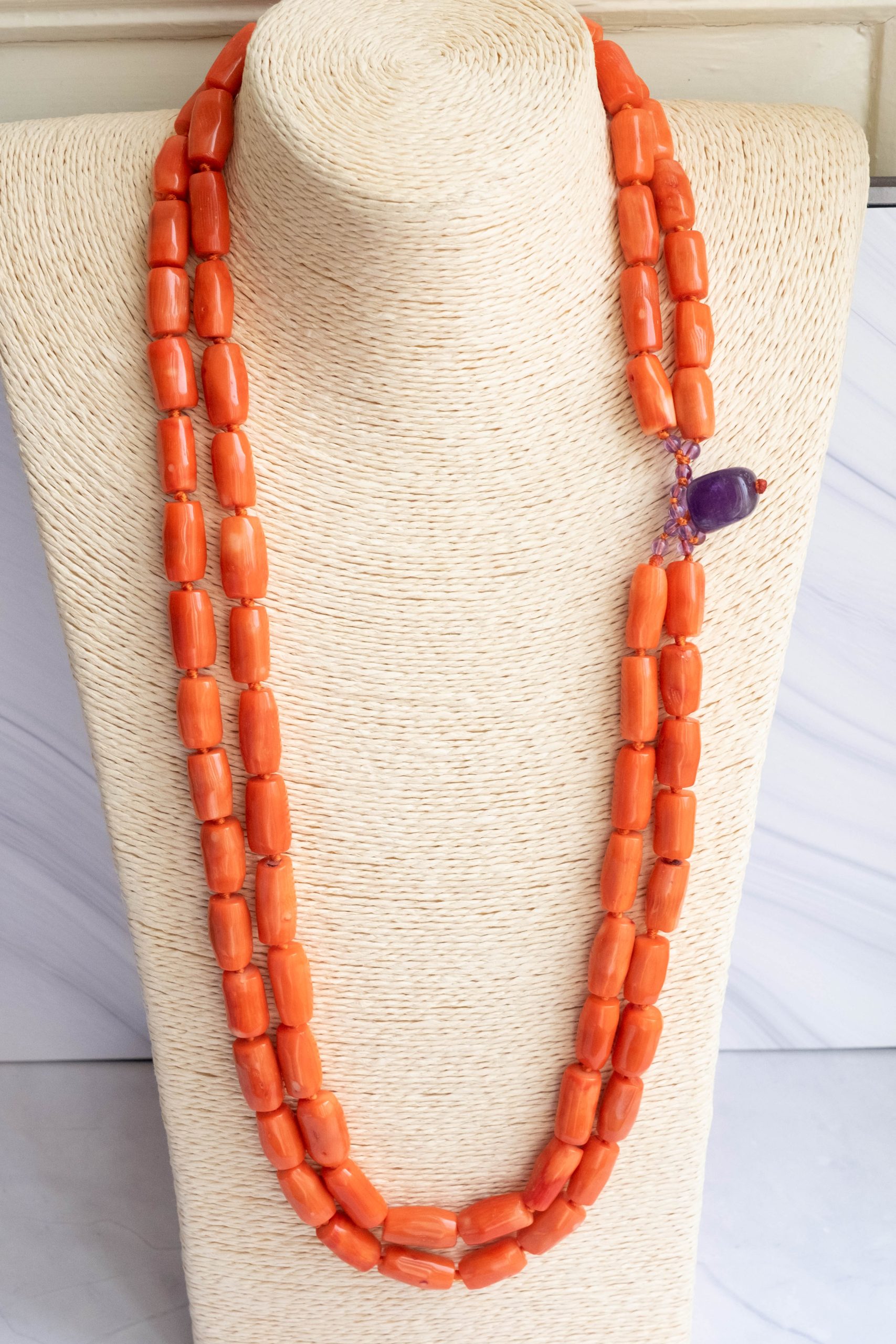2-STREAMS NECKLACE BAMBOO CORAL TQ NATURAL AMETHYST (1)