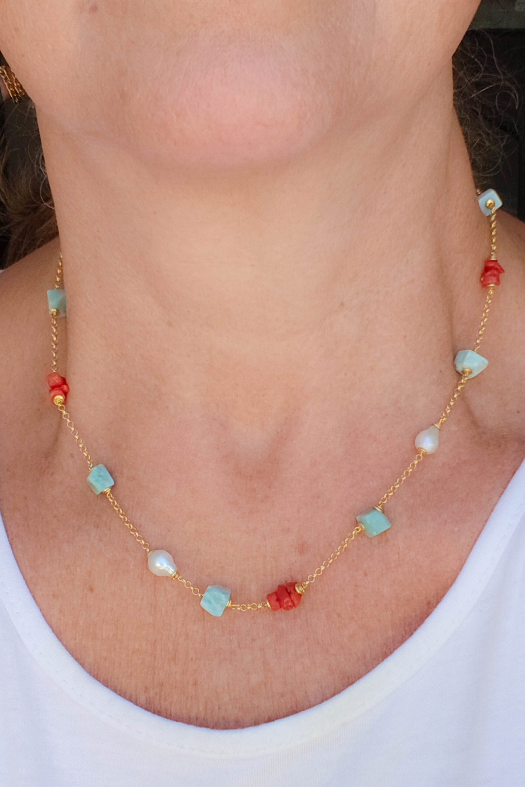 COLLANA ARGENTO PERLE LARIMAR ARTIGIANALE (1)