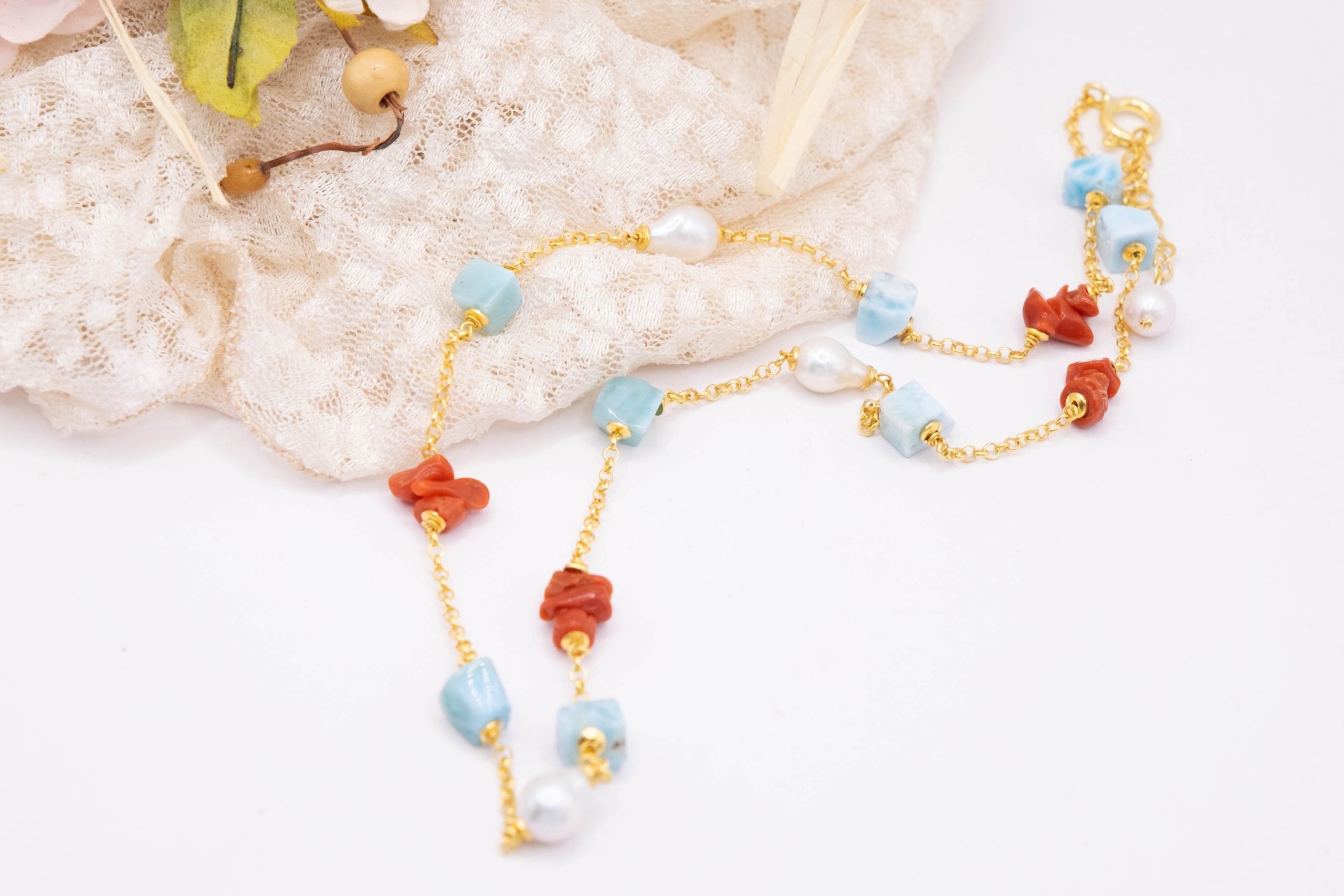 COLLANA ARGENTO PERLE LARIMAR ARTIGIANALE (5)