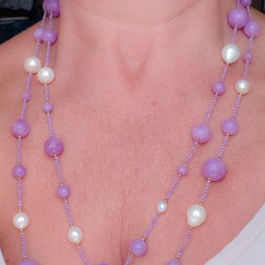 Collana Charleston Kunzite Lavanda Perle Zirconi Ematite