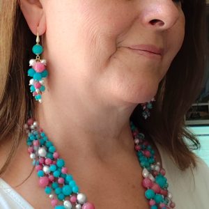 Orecchini Giada Fuxia Apatite Perle Grappolo Argento