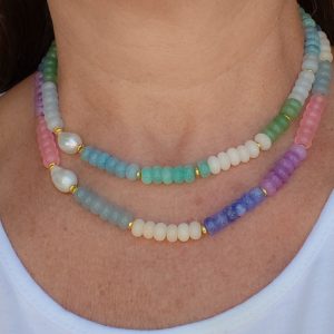 Collana "Arcobaleno" Pietre Naturali  Perla Barocca Tante Varianti