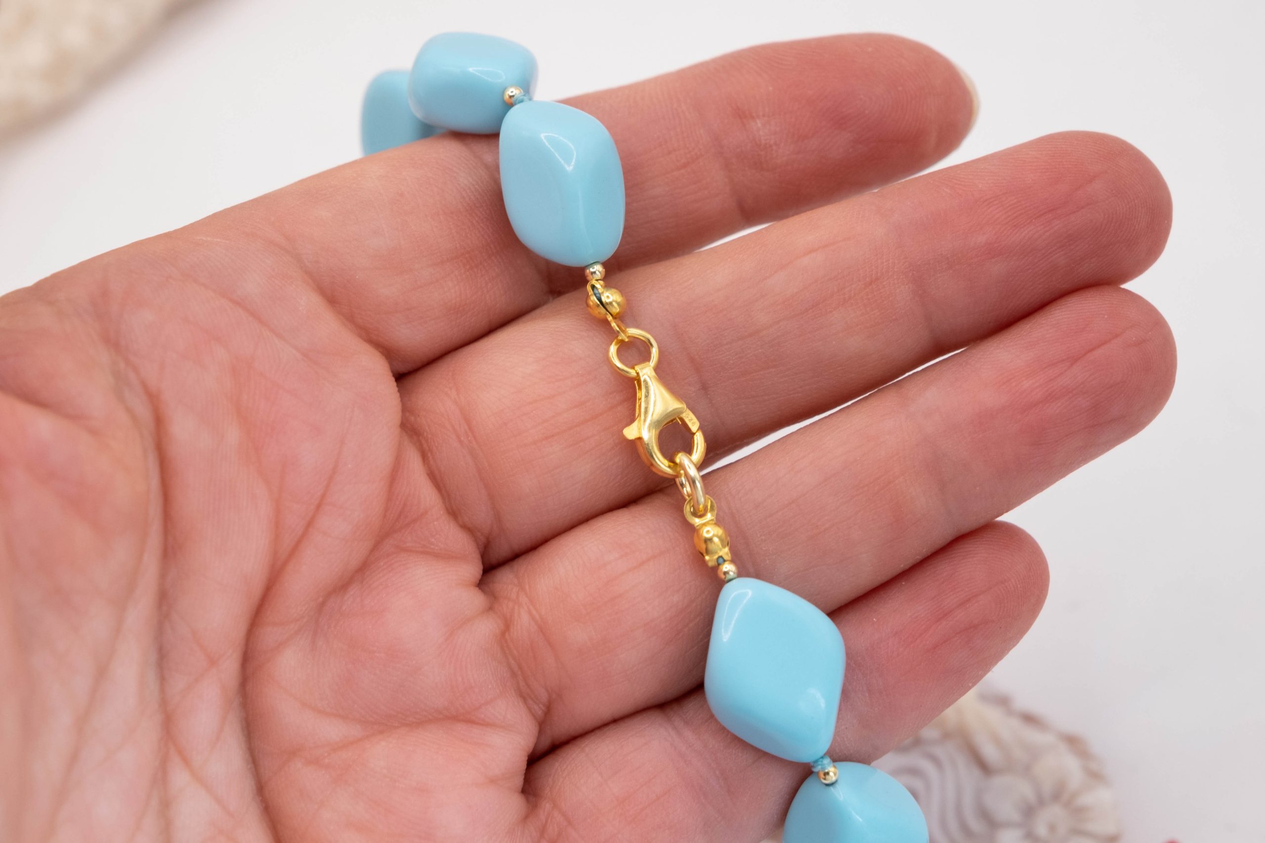 COLLANA CAMMEO TOP QUALITY CORALLO PASTA DI TURCHESE ROMBI (8)