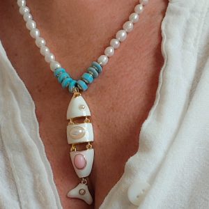 Collana "Sardinia" Perle Naturali Pesce Smalto