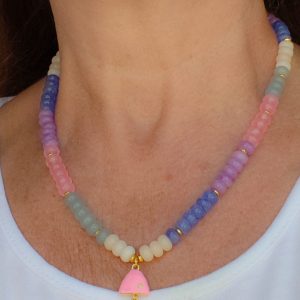 Collana "In Fondo al Mar" Pietre Naturali Pesce Smalto e Borsa Omaggio