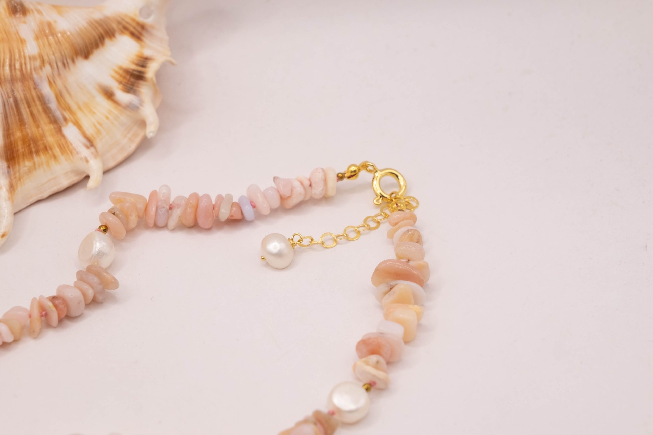 COLLANA RAMO CORALLO CERAMICA DI CALTAGIRONE SICILIANA OPALE ROSA PERLE ARGENTO (7)