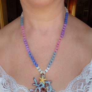 Collana Ramo Corallo Ceramica di Caltagirone Pietre Varie Argento