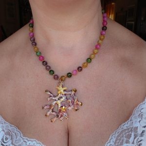 Collana Ramo Corallo Ceramica di Caltagirone Tormalina Multi Argento