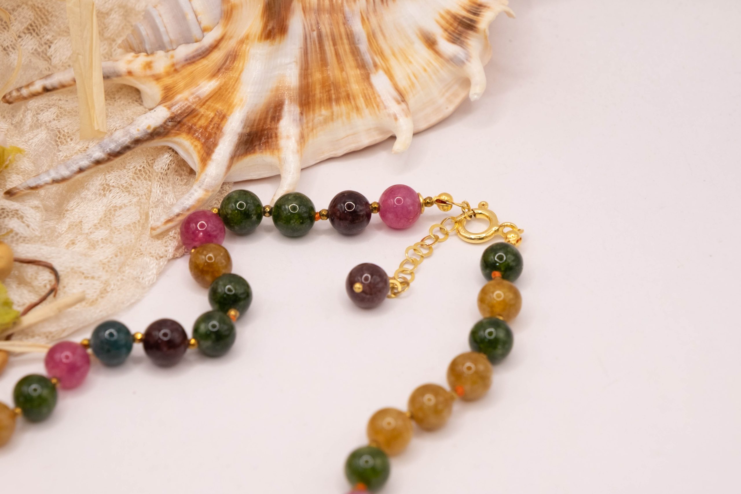 COLLANA RAMO CORALLO CERAMICA DI CALTAGIRONE SICILIANA TORMALINE MULTICOLORE ARGENTO (4)