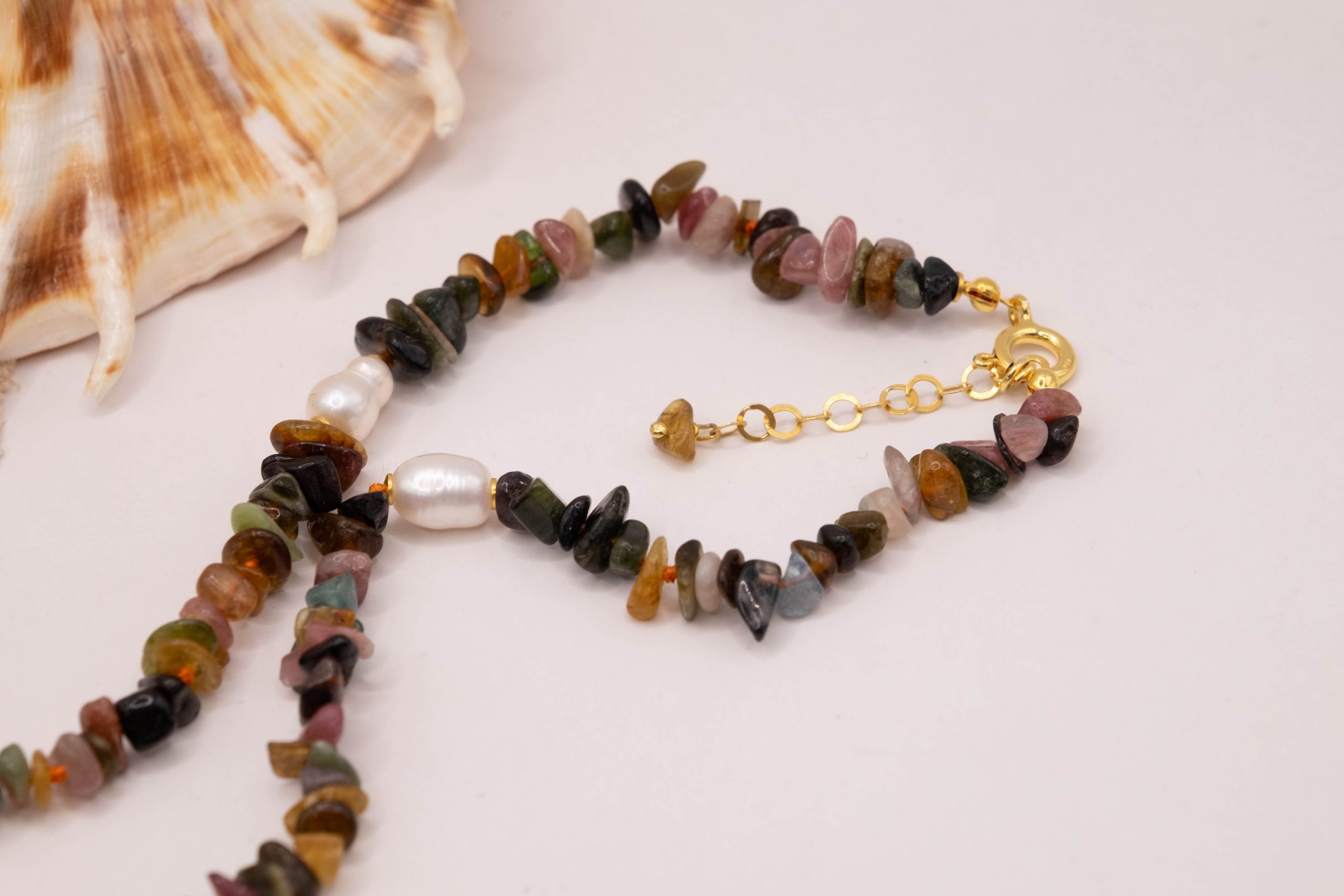 COLLANA RAMO CORALLO CERAMICA DI CALTAGIRONE SICILIANA TORMALINE MULTICOLORE PERLE ARGENTO (4)