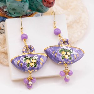 Orecchini borse coffe siciliane in ceramica limoni Lilla 2 Varianti