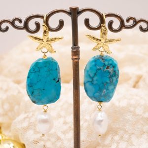 Orecchini Turchese Afgano Perle Argento 925 TQ