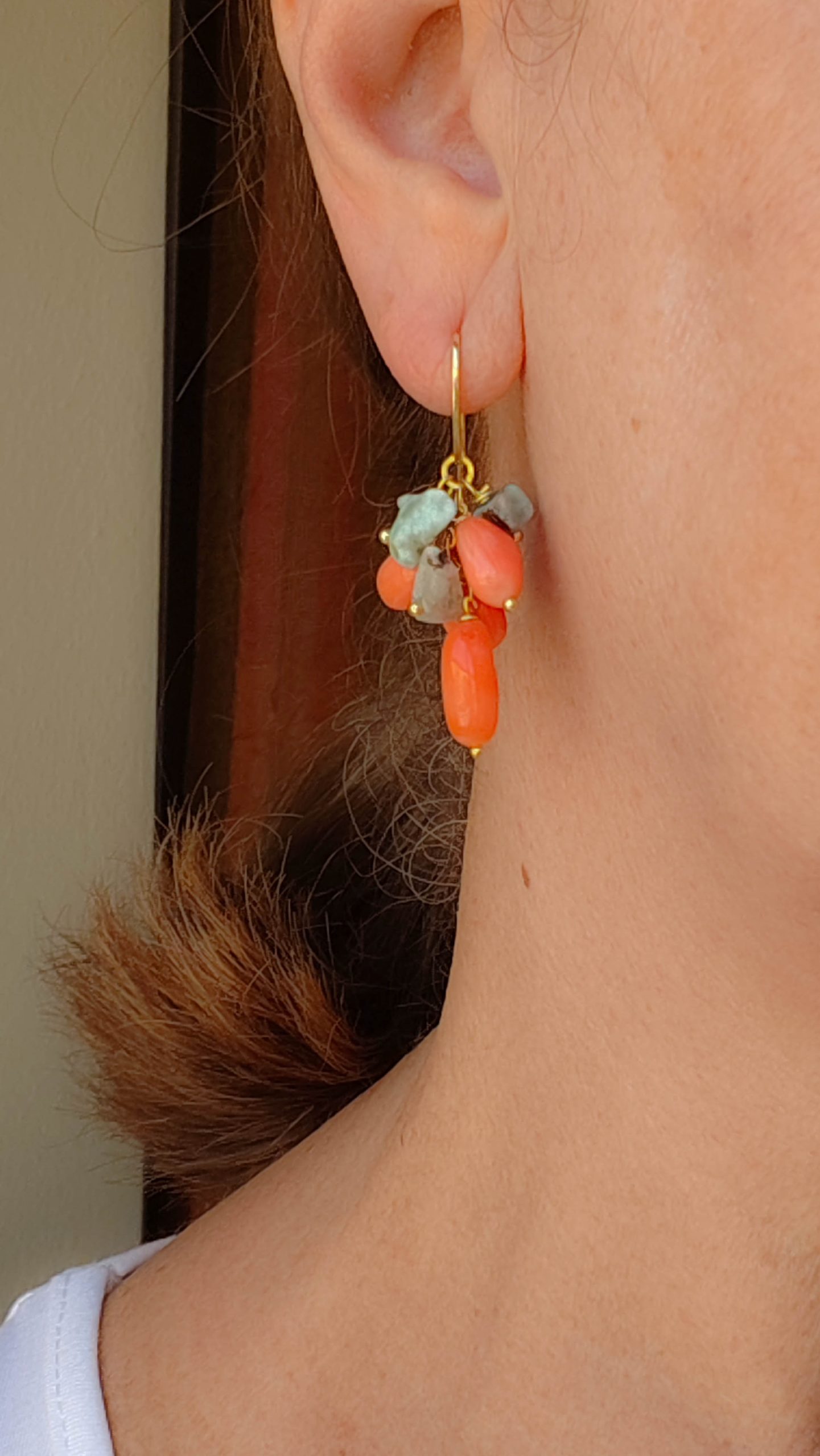 ORECCHINI CORALLO BAMBOO LARIMAR ARGENTO