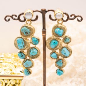 Orecchini Turchese Naturale Geometrici Pendenti