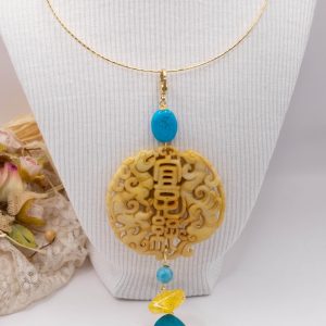 Ciondolo Pendente Beige Mandala Pietre Naturali