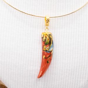 Ciondolo Pendente Corno Portafortuna Ceramica di Caltagirone C