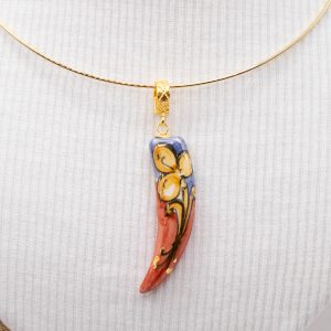 Ciondolo Pendente Corno Portafortuna Ceramica di Caltagirone E
