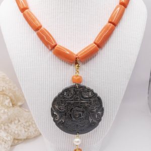 Collana corallo Bamboo Mandala Dark Brown Perle 50 cm