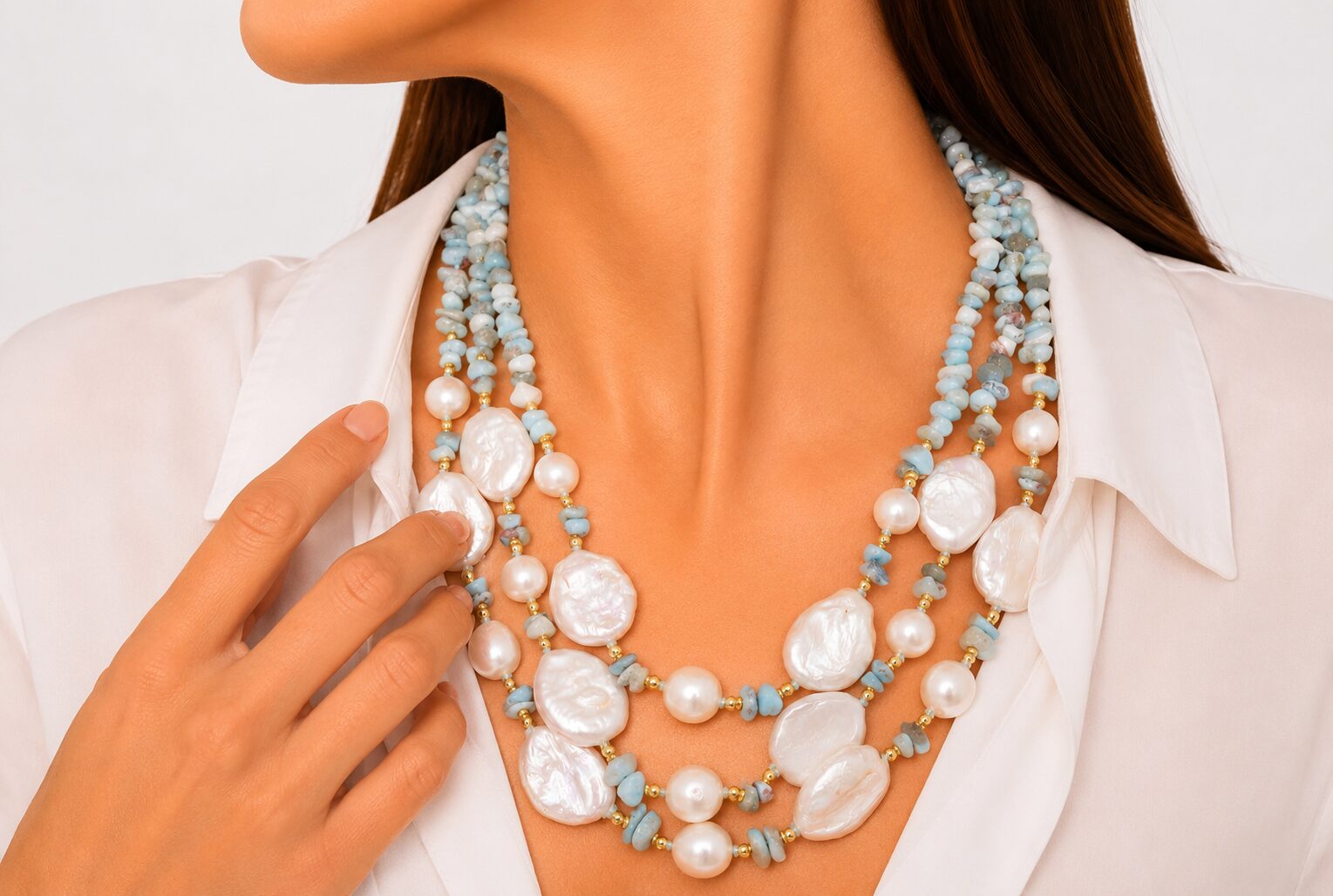 NECKLACE-LARIMAR-PEARLS-HEMATITE-SILVER