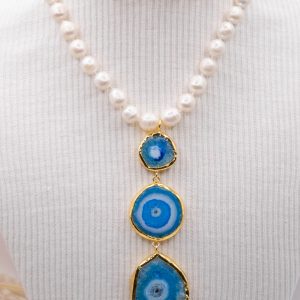 Collana Perle Naturali Pendente Pietre Naturali 3 Varianti