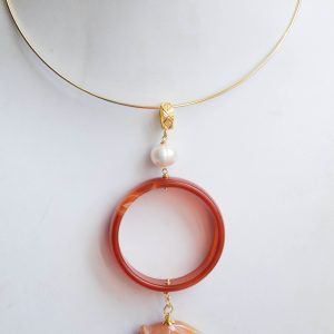 Ciondolo Pendente Corniola Pesce Perla