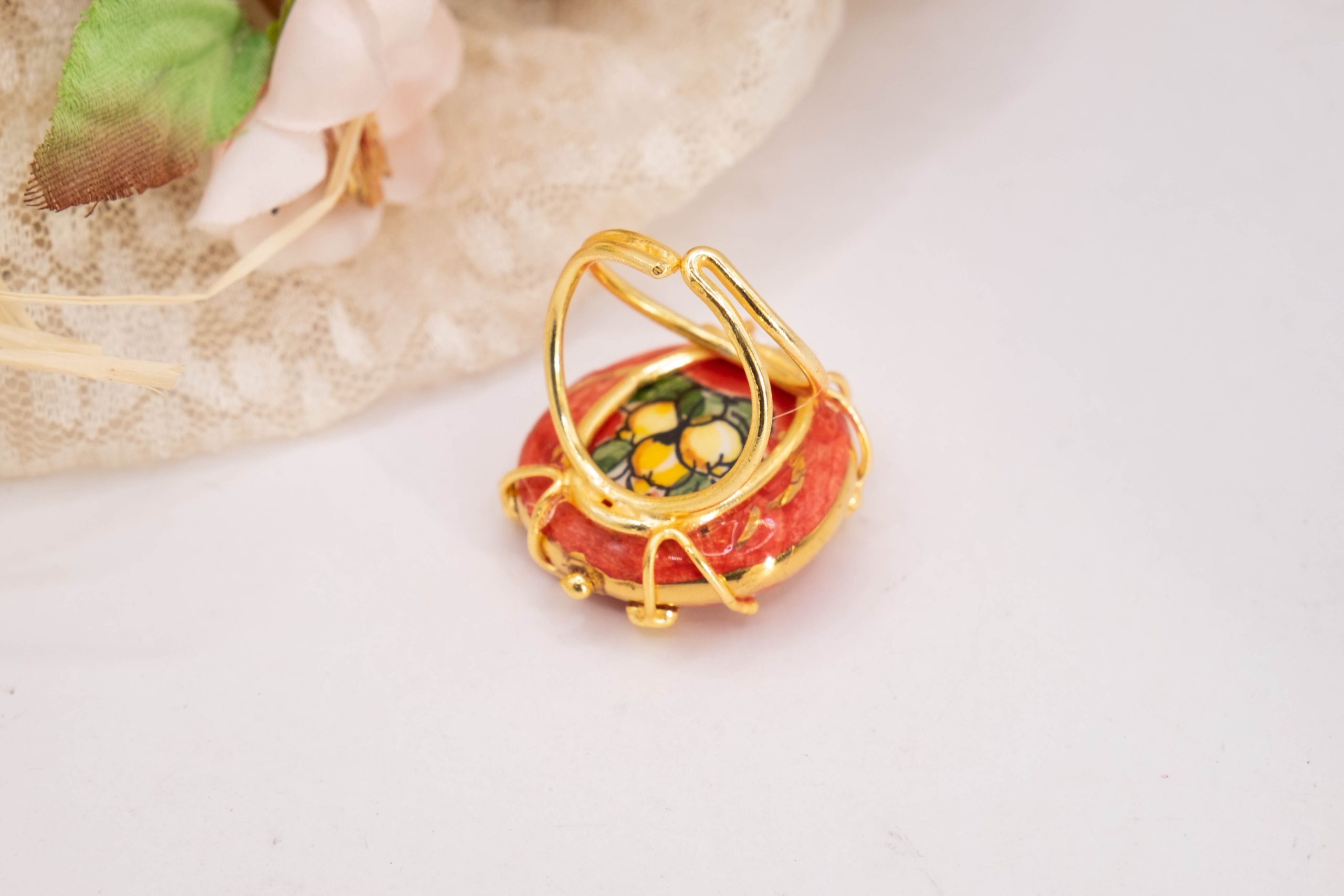 CALTAGIRONE CERAMIC RING WITH SICILIAN RED LEMONS (3)