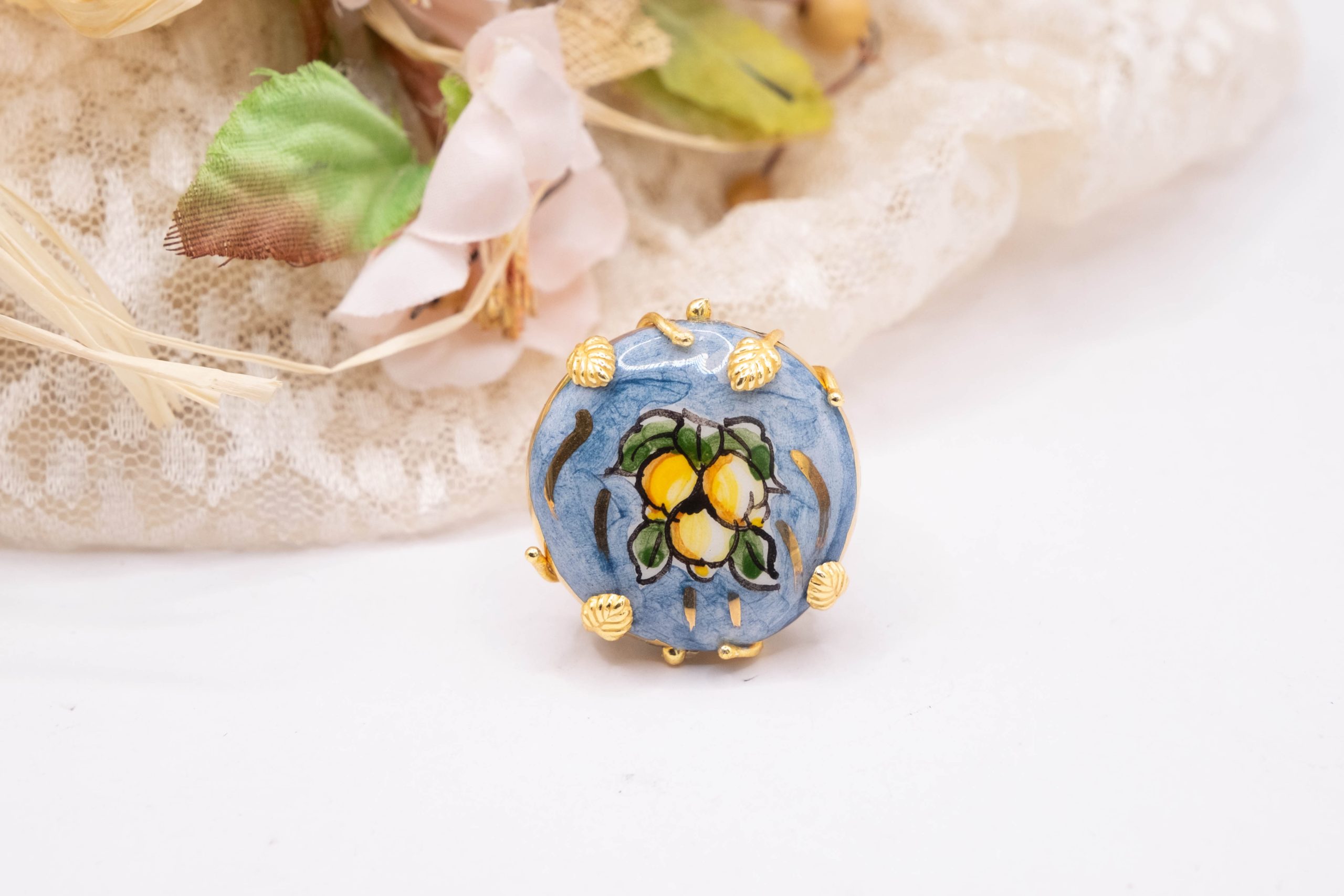 CALTAGIRONE CERAMIC RING WITH SICILIAN LEMONS (1)