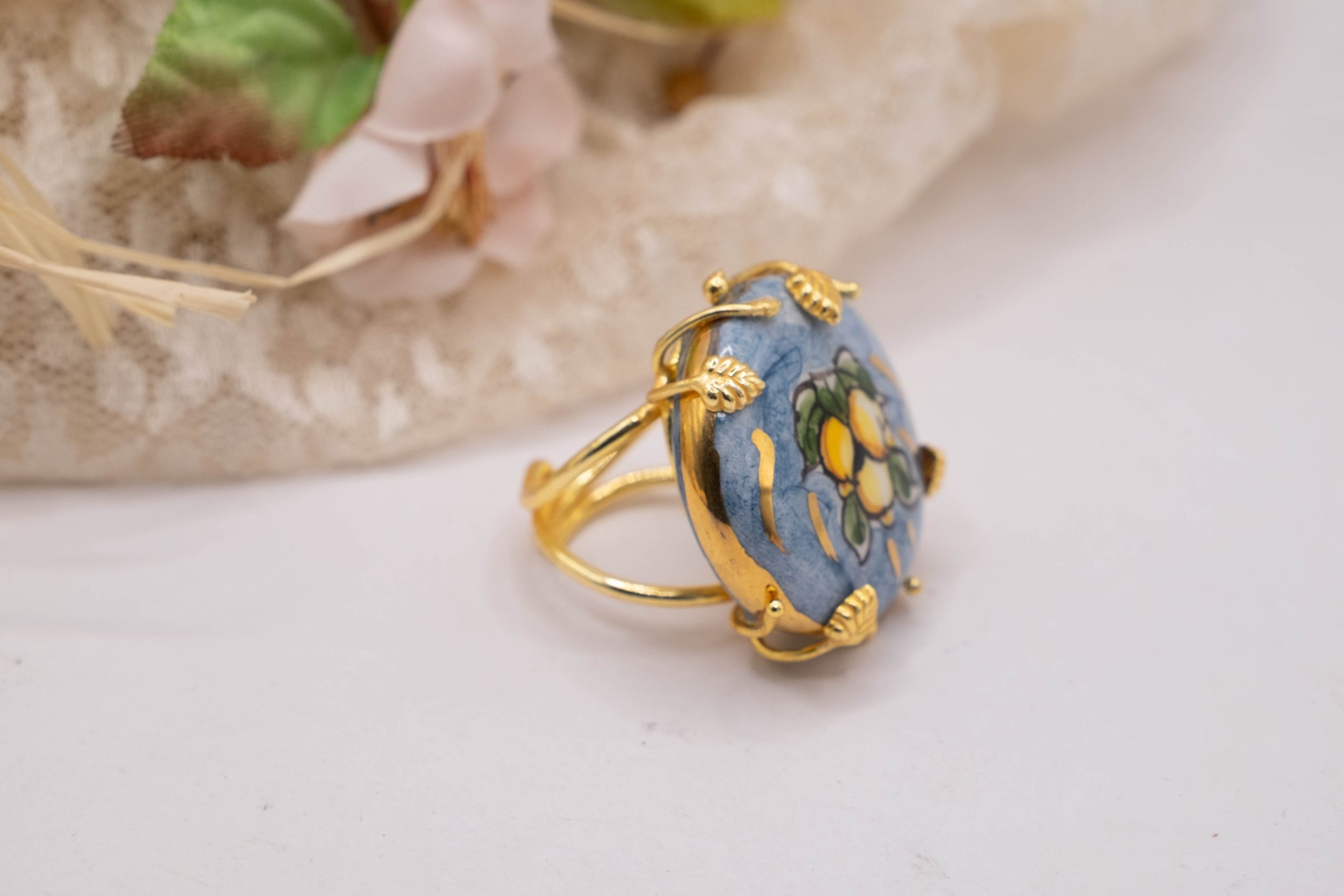 CALTAGIRONE CERAMIC RING WITH SICILIAN LEMONS (2)