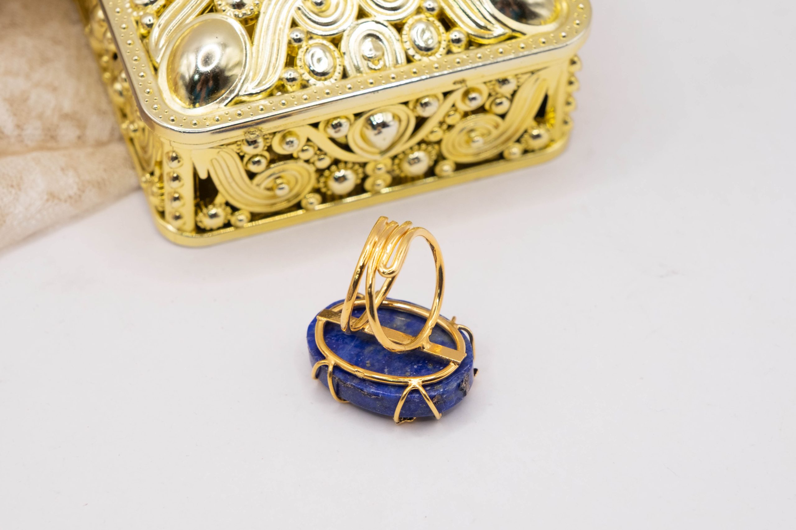 ANELLO LAPIS LAPISLAZULI ARGENTO 925 OLACCATO ORO (5)