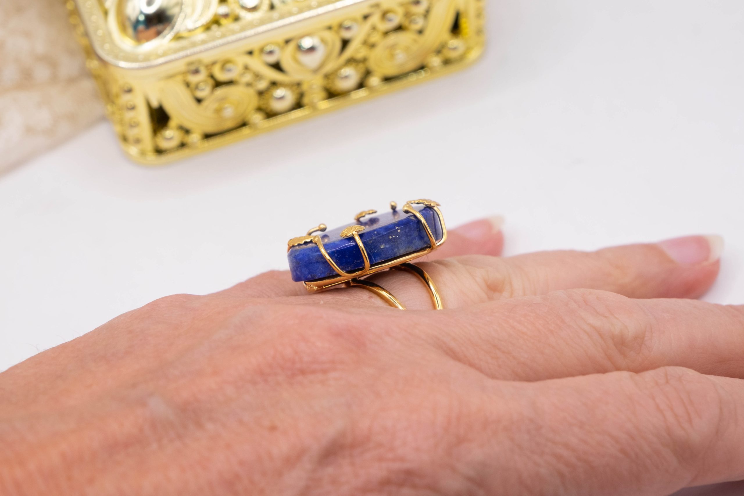 ANELLO LAPIS LAPISLAZULI ARGENTO 925 OLACCATO ORO (6)