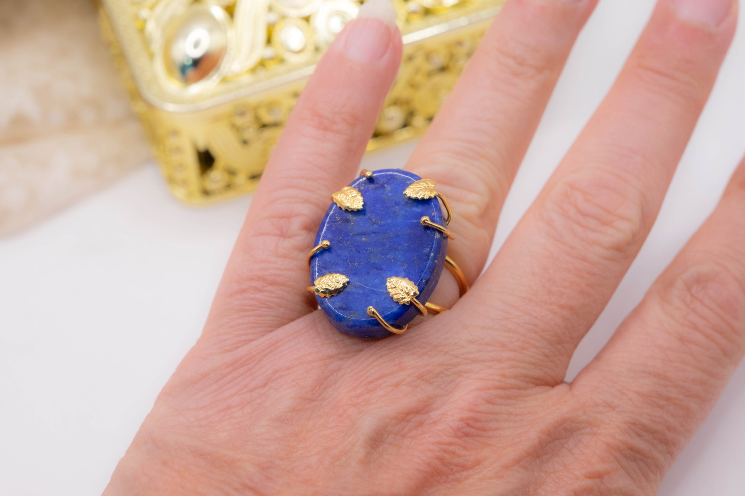 ANELLO LAPIS LAPISLAZULI ARGENTO 925 OLACCATO ORO (7)