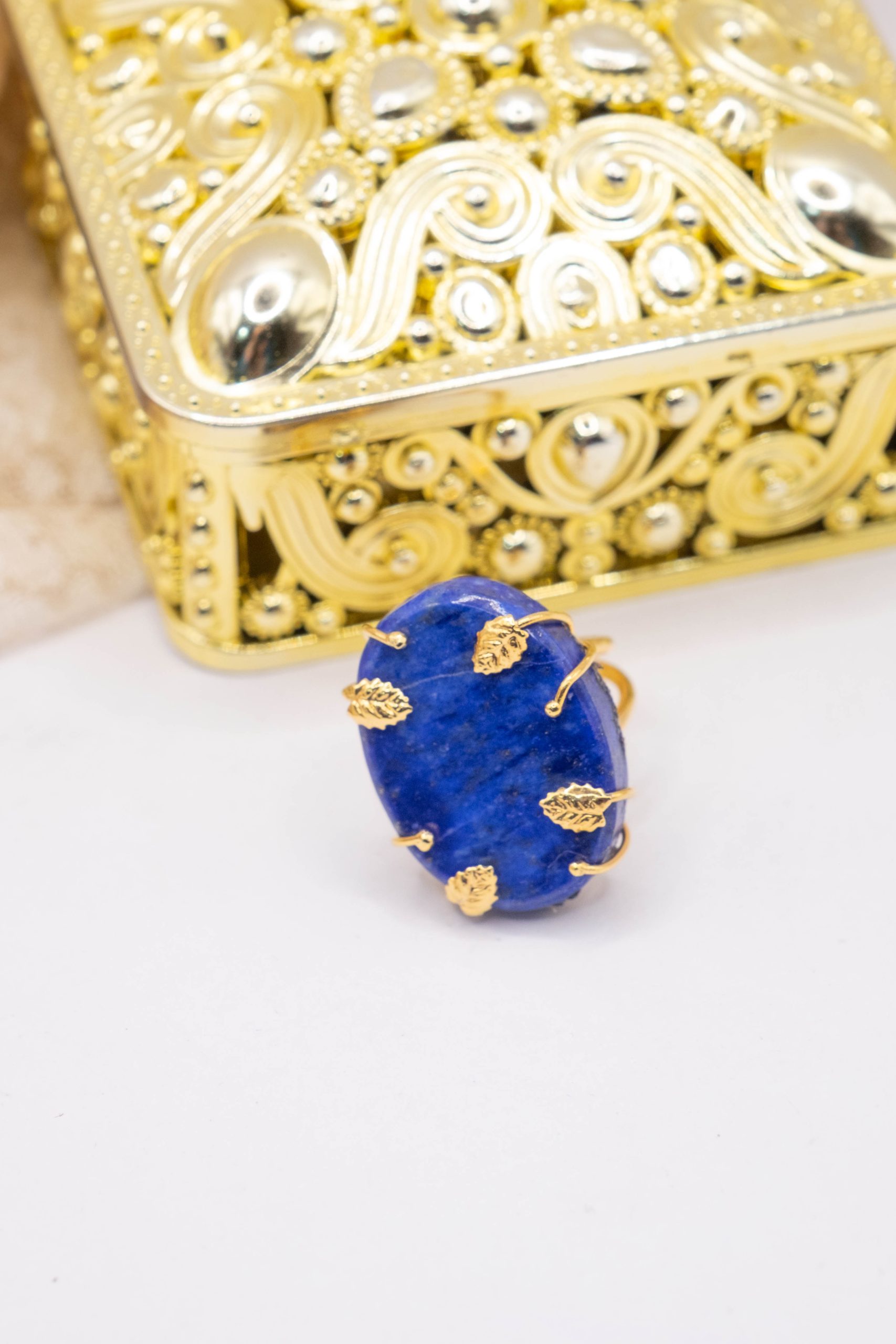 ANELLO LAPIS LAPISLAZULI ARGENTO 925 OLACCATO ORO (9)