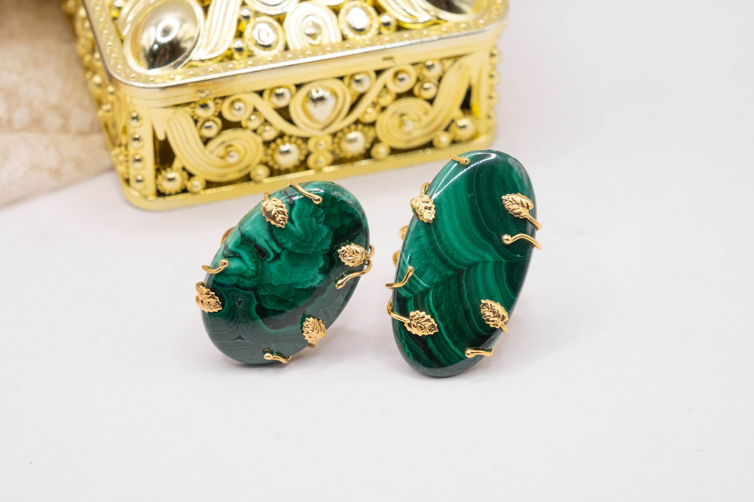 MALACHITE RING 925 SILVER GOLD LACQUERED (3)