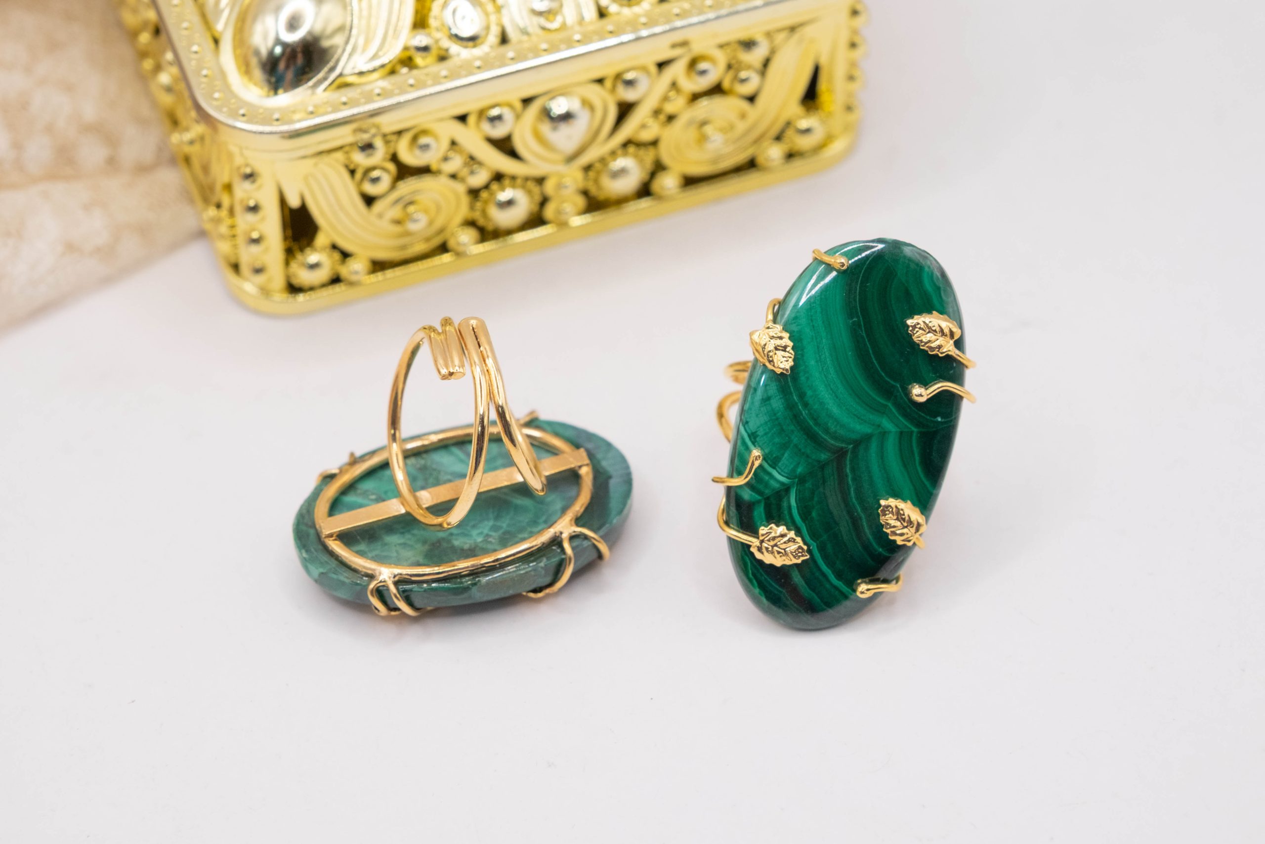 MALACHITE RING 925 SILVER GOLD LACQUERED (4)