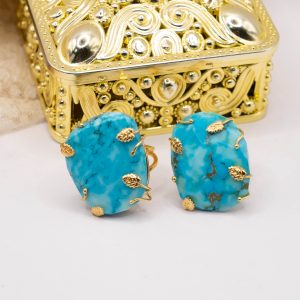 Anello Turchese Afgano Naturale Argento 925 Placcato Oro 2 Varianti