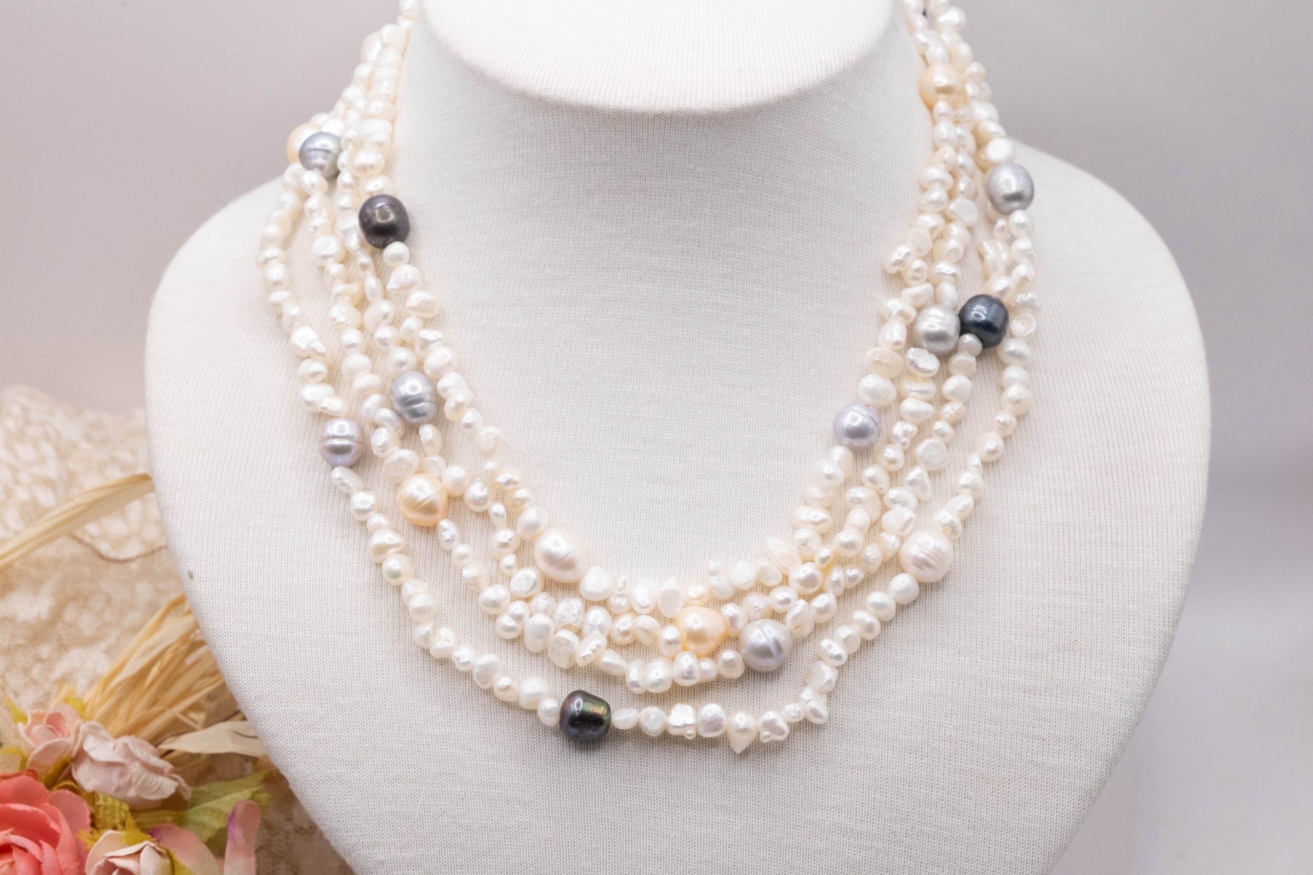 COLLANA LUNGHISSIMA PERLE NATURALI BIANCO GRIGIO (2)