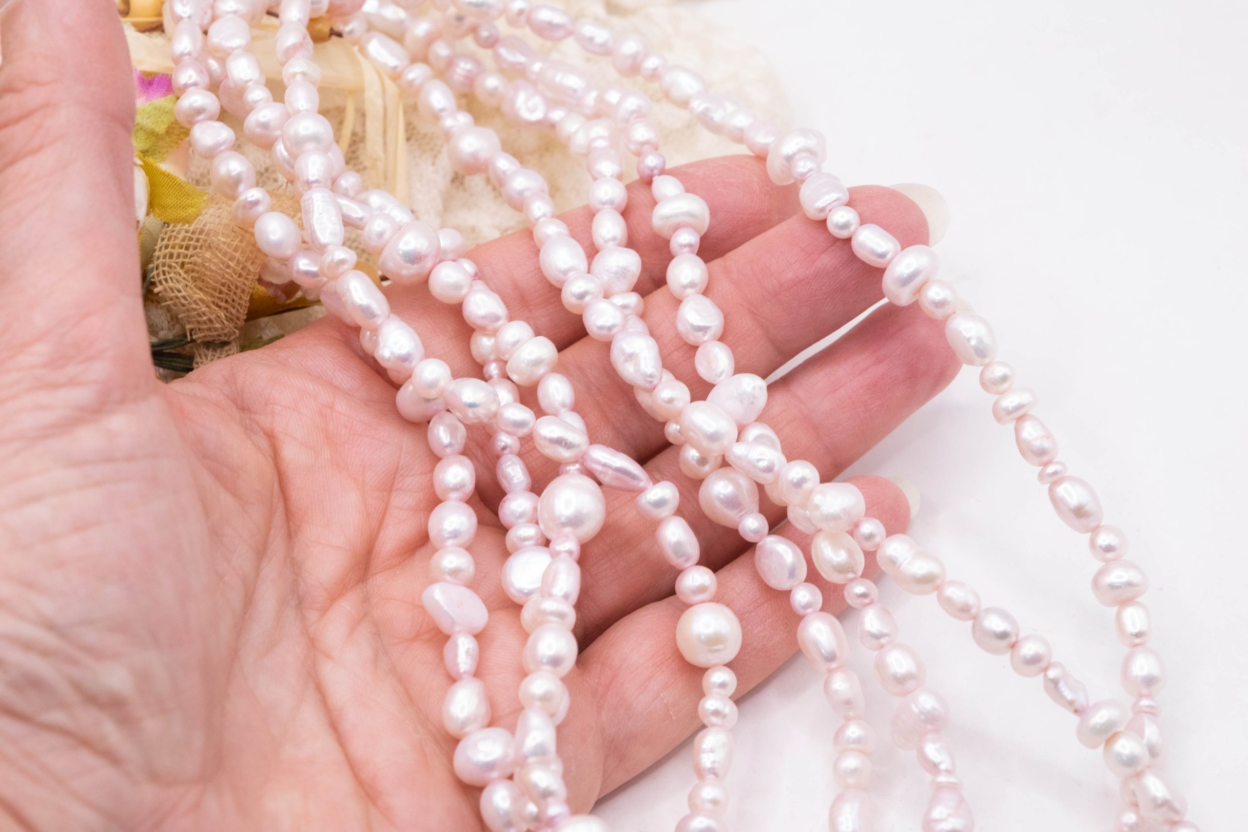 COLLANA LUNGHISSIMA PERLE NATURALI ROSA PINK BABY (3)