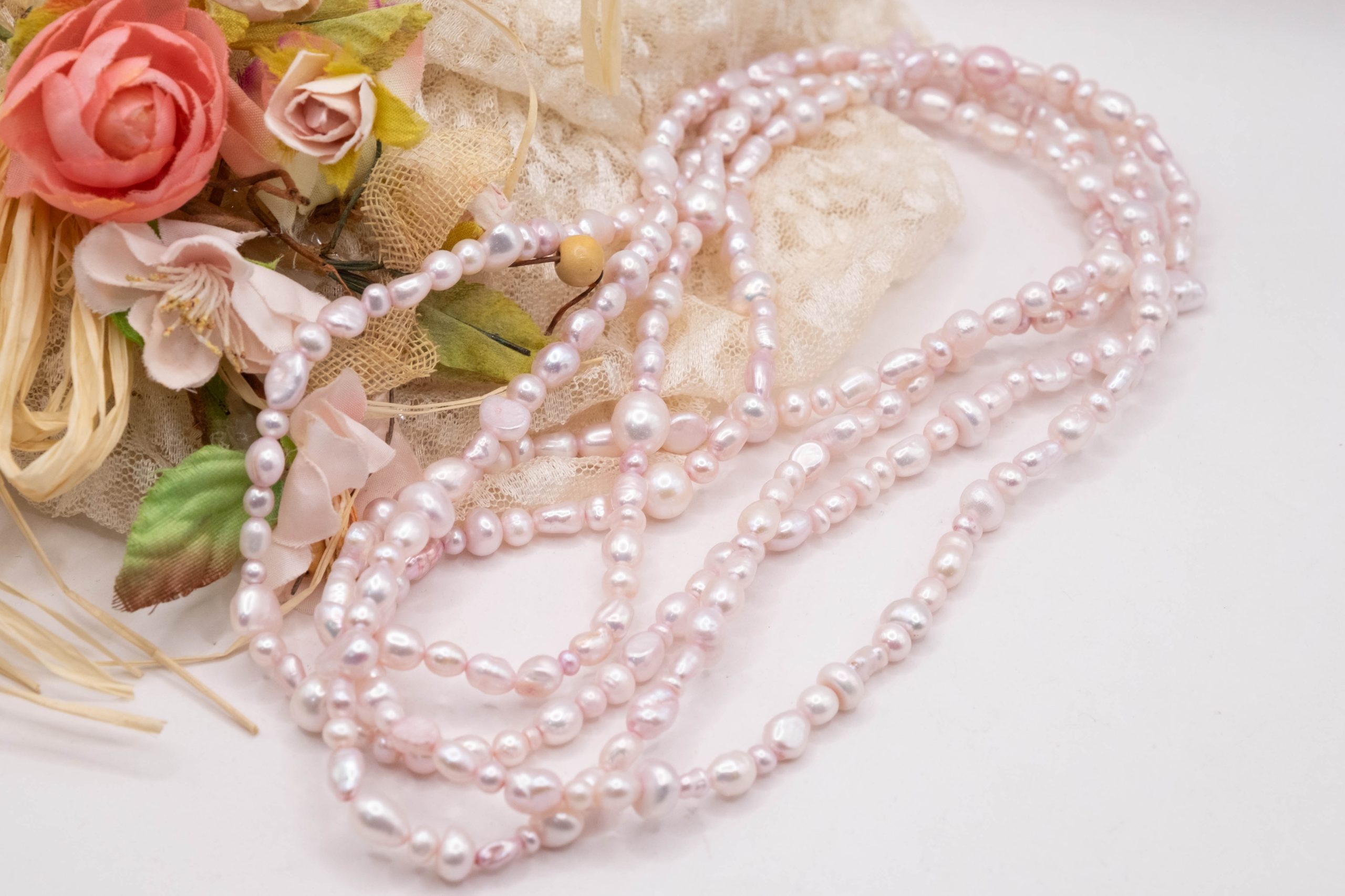 COLLANA LUNGHISSIMA PERLE NATURALI ROSA PINK BABY (4)