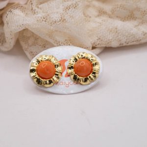 Orecchini a lobo corallo salmone naturale argento 925 fiore