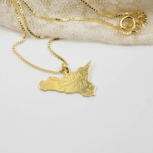 Collana Sicilia in argento 925 placcato oro