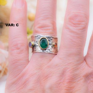 Anello Artigianale Anticato Argento Zirconi 3 Varianti