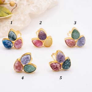 Anello LOTUS Pietre Naturali Toni Polverosi Druse 5 Varianti
