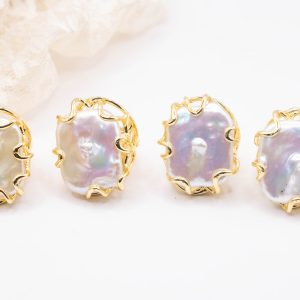 Anello Artigianale Grande Perla Naturale Ottone