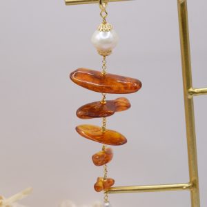 Ciondolo Pendente Ambra del Baltico Perle Argento 925