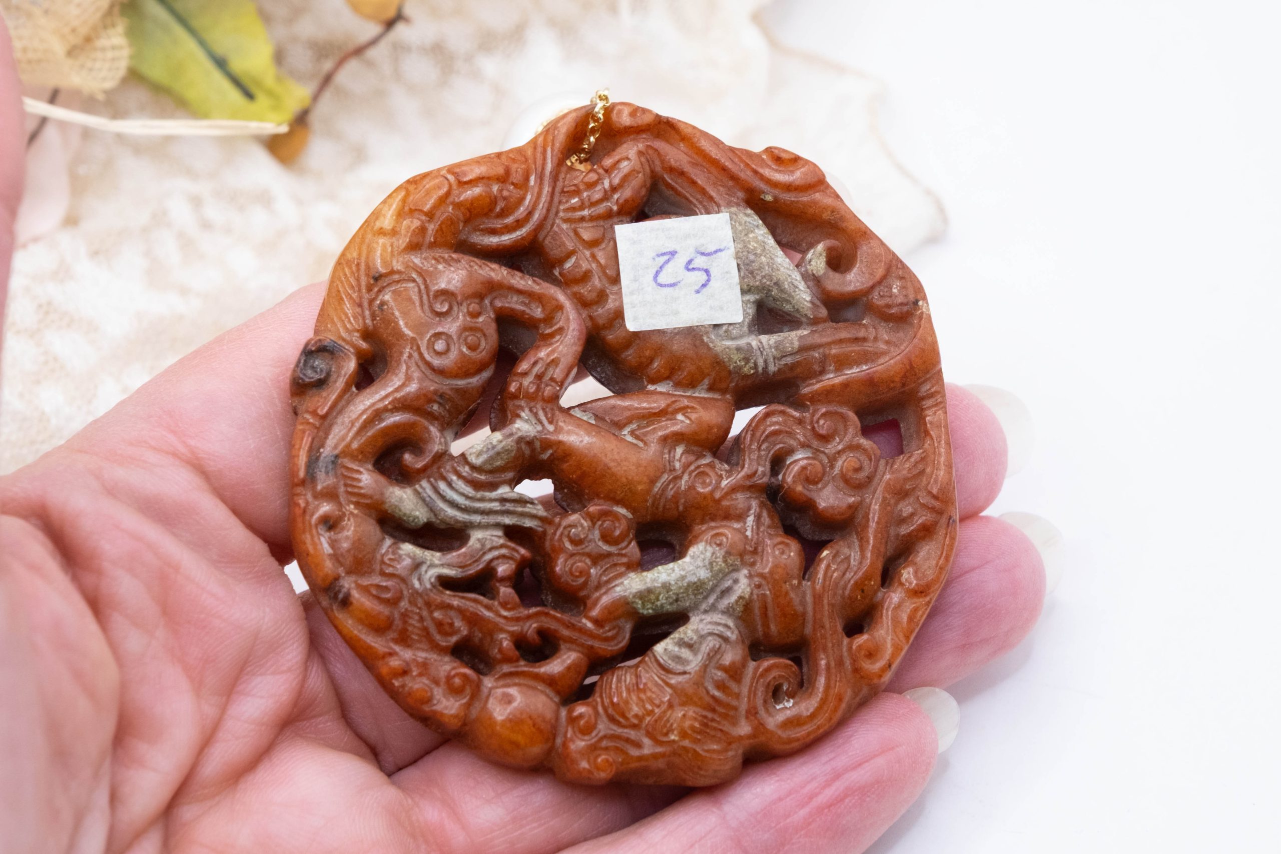 MANDALA PENDANT JADE EARTH NATURAL STONES PEARLS (14)