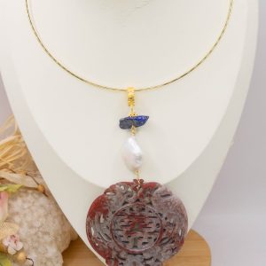 Ciondolo Pendente I COLORI DEL GRIGIO SCREZIATO Mandala Pietre Naturali